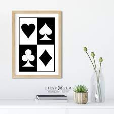 Playing Card Suits Print Game Room Decor Game Gifts Printable Wall Art In 2020 Game Room Decor Gaming Gifts Game Room