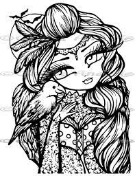 Rockabilly girl by hannah lynn. Digital Stamp Instant Download Ravenora Fantasy Line Art For Cards Crafts By Exclusive Art Hannah Lynn Coloring Pages Fantasy Coloring Pages Hannah Lynn
