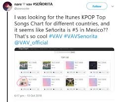 news vav chart internationally on k pop itunes with