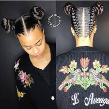 Cute Two Buns Totally Love This Hair Style How About You Girls Repost Braids Hairstyles Natural Hair Styles Braided Bun Hairstyles Braided Ponytail