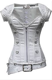 Black And White Striped Corset White Striped Corset With Jacket And Belt Corset Outfit Corset Fashion Steampunk Corset
