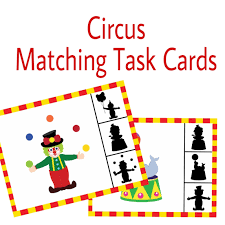 Circus Task Cards Matching Activity Printable Worksheet Preschool Learning Games Homeschool Curriculum Educational Teacher Resources In 2020 Matching Activity Learning Games For Preschoolers Preschool Learning