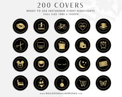 Rose gold instagram highlight covers marble heart. Black And Gold Instagram Highlights Macarons And Mimosas