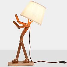 Diy shelf sconce from ajoyfulriot.com. Voglee Novelty Cool Diy Desk Lamp For Kids Bedroom Adjustable Beside Table Lamp Swing Arm Wood Nightstand Light Living Room Dorm Walnut Desk Lamps Amazon Canada