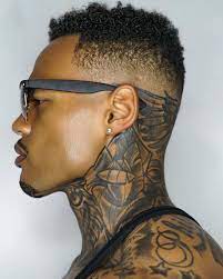 Black light tattoo on neck for men. Pin On People With Tattoos