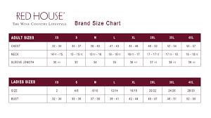 Red House Sizing Chart