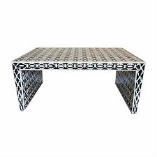 Volker modern geometric coffee table from uttermost. Black And White Bone Inlay Geometric Coffee Table Elephanta Exports