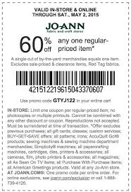 60 Off A Single Item Today At Jo Ann Fabric Or Online Via Promo Code Gtyj122 Store Coupons Coupons Joann