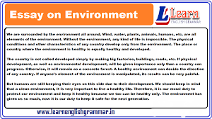 Essay On Environment In English For Class 1 To 12 Students