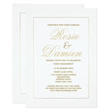 Simple Chic White Faux Gold Elegant Engagement Invitation Zazzle Com Elegant Engagement Invitations Engagement Invitations Simple Wedding Invitations