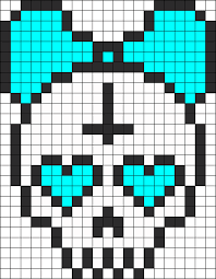 Skull With Bow Perler Bead Pattern Bead Sprite Coloriage Pixel Art Dessin Pixel Pixel Art Tete De Mort