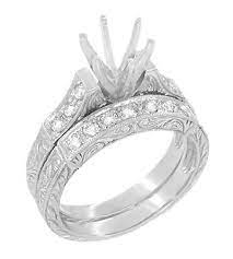 Nearly every setting, like our popular halo and vintage settings, can be customized with large center diamonds, moissanites or colored gemstones. Art Deco Scrolls 2 Carat Diamond Engagement Ring Setting And Wedding Ring In 18 Karat White Gold Antique Jewelry Mall