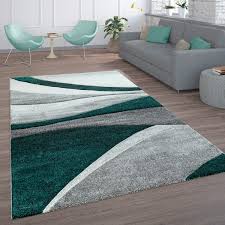 Wohnzimmer teppich kurzflor grün rosa bunt pastellfarben blumen palmen design. Wohnzimmer Teppich Kurzflor Mit Wellen Muster In Anthrazit Grau Und Grun Kaufen Bei Diva Teppich Center