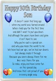 Especially when they are turning 30, it is a big day and should be celebrated with 30th birthday gifts for him. Happy 30th Birthday Son Poem Jumbo Fridge Magnet Ideal Birthday Gift M86 Buy Online In Kenya At Desertcart Co Ke Productid 88109036