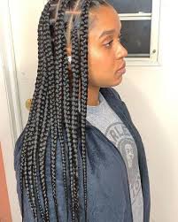 Black And Burgundy Knotless Box Braids Hair Large Knotless Braids Large Knotless Box Braids Black Girl Braids Goddess Braids Braided H In 2020 Braids With Curls Thick Hair Styles Colored Box Braids