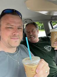 Iced coffee break with dad in Vermont