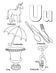 The alphabet letter u, by itself, makes 9 sounds and 3 combined sounds. Preschool Kids Learn Words From Letter U Coloring Page Bulk Color Coloring Pages For Kids Alphabet Coloring Pages Letter A Coloring Pages