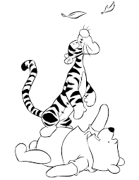 On this page, you can find some familiar cartoon characters who are doing easter things. Tigger And Pooh Falling Leaves Coloring Page Free Printable Coloring Home