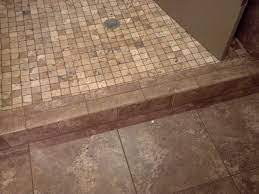Shower Curb Tile Ideas Shower Floor Tile Non Slip Bathroom Flooring Rustic Tile Floor