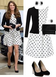 Black And White Polka Dot Dress With Red Shoes Designer Clothes Shoes Bags For Women Ssense Fashion Middleton Style Kate Middleton Style