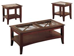 For drinks and books, or a table lamp, it is made to suit your daily needs. Wooden 3 Piece Table Set With Glass Top Dark Cherry Brown Transitional Coffee Table Sets By Benzara Woodland Imprts The Urban Port