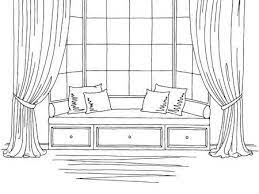 Bay pointe waterfront restaurant in quincy, ma. Bay Window Graphic Black White Interior Sketch Illustration Vector Interior Design Sketchbook Interior Design Sketches Interior Sketch