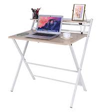 If you want to buy a study table that fits well with the indian decor and has a rustic feel to it, you can opt for the siramika solid wood study table in honey oak finish by mudramark. Luonita Folding Computer Desk For Small Space 2 Tiers Computer Desk With Shelf Space Saving Design Home Office Small Desk With Metal Legs Foldable Study Writing Table No Assembly Us Stock Buy Online In Antigua And