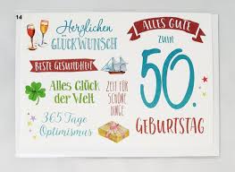 Gluckwunschkarte 50 Geburtstag Grusskarte Zum Geburtstag