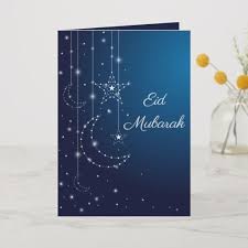 Elegant Blue White Star Moon Sparkle Eid Greeting Card Zazzle Com Eid Greeting Cards Eid Greetings Eid Cards