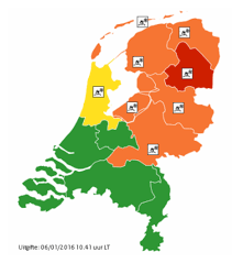 Verschillende regio's in nederland krijgen code rood. Knmi Ijzel Begin Januari 2016