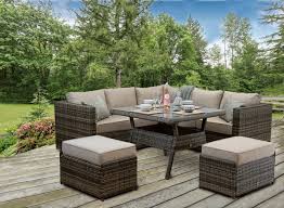 This classic patio table and chairs set will add a unique and eclectic addition to your garden, courtyard, or indoor living area. Rattan Patio Outdoor Garden Corner Sofa Dining Table Chairs Set Aluminuim Lodge Furniture Uk