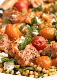 Makes 5 1/2 cups (2 1/2 lbs.) ingredients: Couscous Salad With Salmon And Baby Spinach Striped Spatula