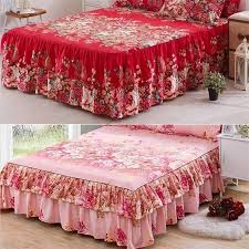 Dan river vintage queen bedskirt bedding purple floral pattern 1980s ruffle htf. Queen Size Cotton Flower Pattern Gold Brushed Microfiber Ruffled Bed Skirt For Beds Buy At A Low Prices On Joom E Commerce Platform