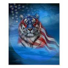 White Tiger Flag Art Poster Print Poster Zazzle Com Big Cats Art Tiger Art Animals