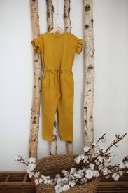 Linen Kids Jumpsuit Linen Overall For Girls Yellow Linen Rompers Casual Kids Jumpsuit Loose Linen Jumpsuit Kids Jumpsuit With Belt In 2020 Jumpsuit For Kids Kids Dress Organic Kids Clothes