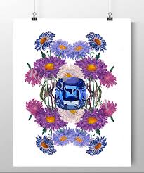Birth Stone Flower Print September Sapphire Marigold Mixed Etsy Birth Month Colors September Art Illustration Art