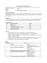 Documents similar to soal uts riset operasi 2 2014. Silabus Riset Operasional