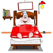 The world was black and white. Ein Comic Hund Im Bett Liegend Wandsticker Liegend Kissen Gemutlich Myloview De
