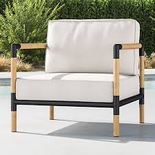 Barra Teak Metal Lounge Chair With Charcoal Sunbrella Cushions Reviews Crate And Barrel Metal Lounge Chairs Lounge Chair Outdoor Lounge Furniture
