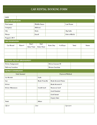 Car Hire Booking Form Car Hire Booking Form Rental Agreement Templates Templates Booking