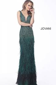 Jovani Emerald Feather Bottom Embellished Evening Gown 66003 Evening Dress Fashion Evening Dresses Jovani Evening Dress