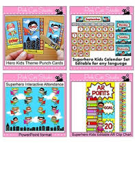 Superhero Theme Classroom Decor Bundle Part 2 Clip Charts Birthday Board Etc