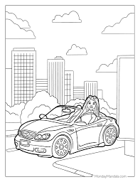 Barbie car coloring pages