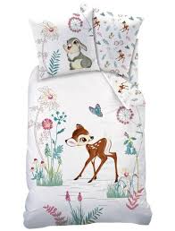 Parure De Lit Reversible 39 Bambi 39 Linge De Lit Blanc A 35 00 Decouvrez Nos Collections Mode A Peti Bambi Embroidered Duvet Cover Queen Bedding Sets