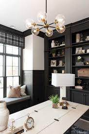 The Brass Light Fixture Pops Against The Dark Gray Built Ins In This Cincinnati Home Office B Home Office Lighting Apartment Decorating On A Budget Home Office
