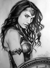 Art Woman Art Pencil Drawing Black And White Pictures Blang Wavy Hair Wonder Woman Drawing How To Draw A Woman Shield Diadem In 2020 Wonder Woman Drawing Gal Gadot Wonder Woman Woman Sketch