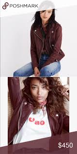 Madewell Washed Leather Jacket In Dark Cabernet Nwot Beautiful Leather Jacket Madewell Jackets Coats Washed Leather Jacket Washed Leather Leather Jacket