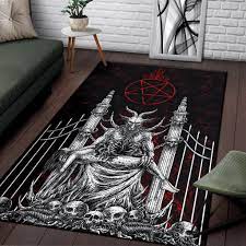 Skull Satanic Goat Satanic Pentagram Flame Serpent Delivered Etsy In 2021 Satan Room Decor Decor