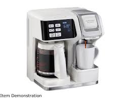 To clean and descale (remove calcium deposits) standard coffee makers, 2 cups (1 pint) of plain white vinegar into the water reservoir. Hamilton Beach 49947 Flexbrew Single Serve Coffee Maker White Newegg Com