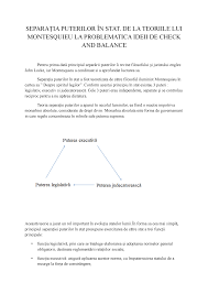 Cele trei puteri in stat. SeparaÈia Puterilor In Stat De La Teoriile Lui Montesquieu La Problematica Ideii De Check And Balance Studocu